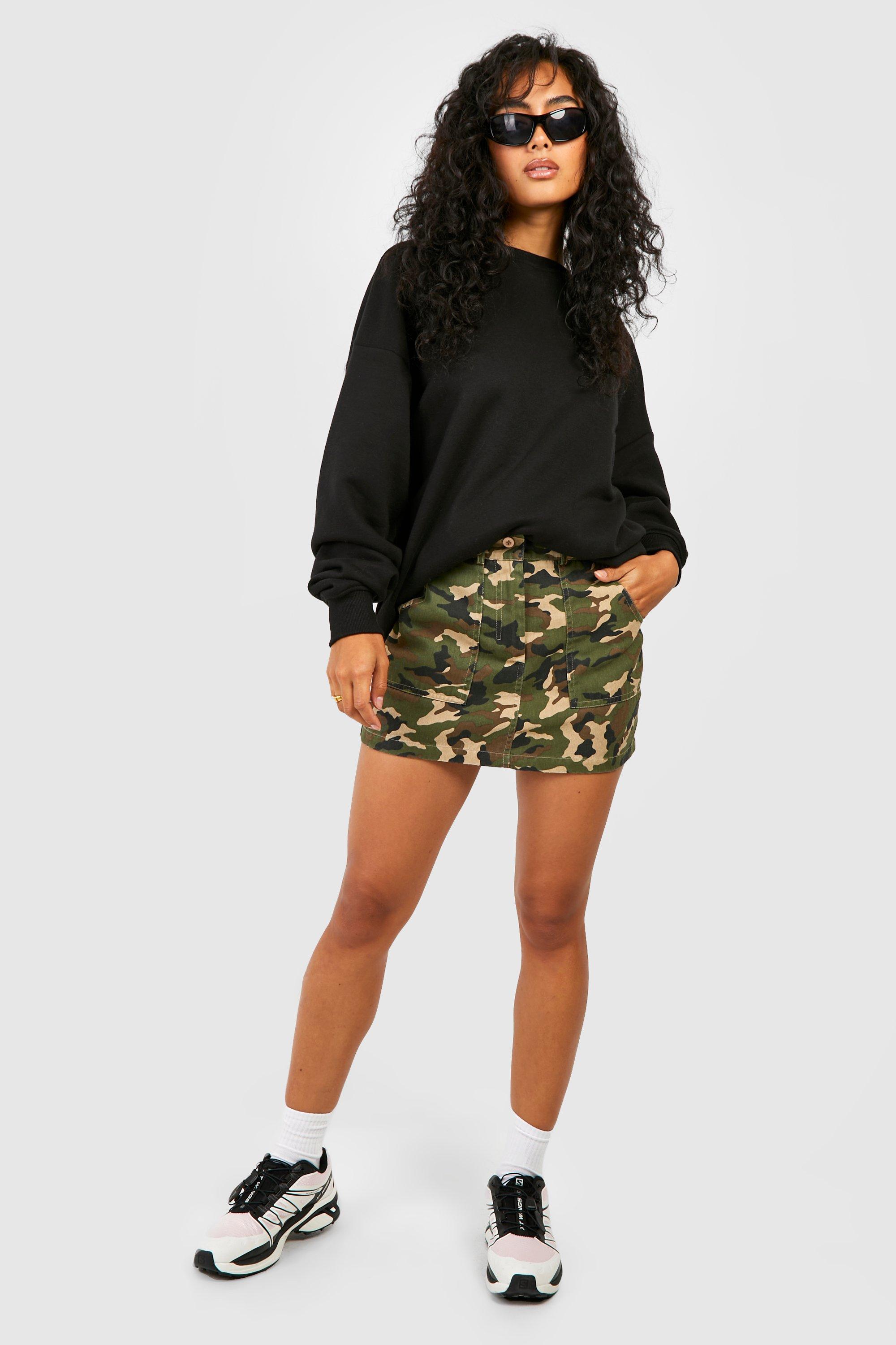 Washed Camo Micro Mini Skirt boohoo
